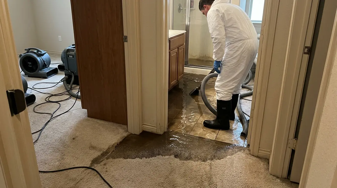 Sewage backed up from a shower drain in a Pasadena home