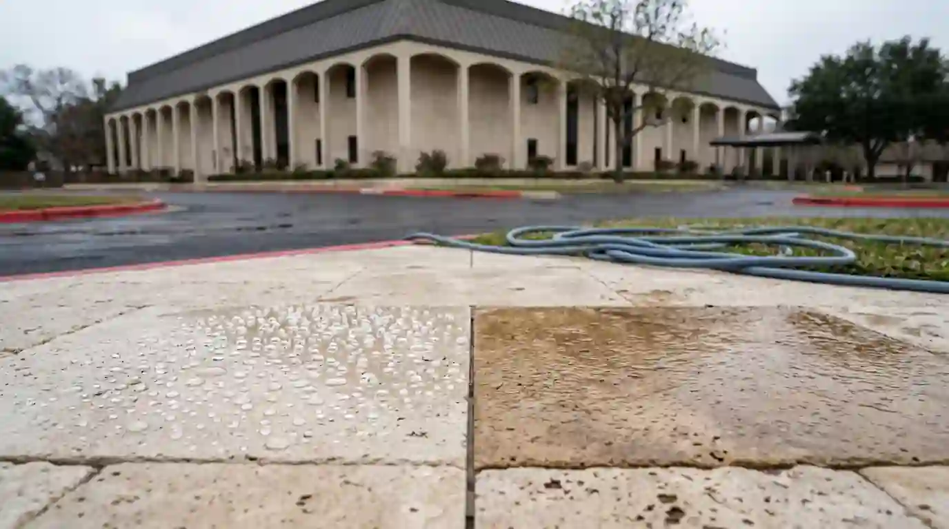 Water drop test showing sealed and unsealed travertine tiles