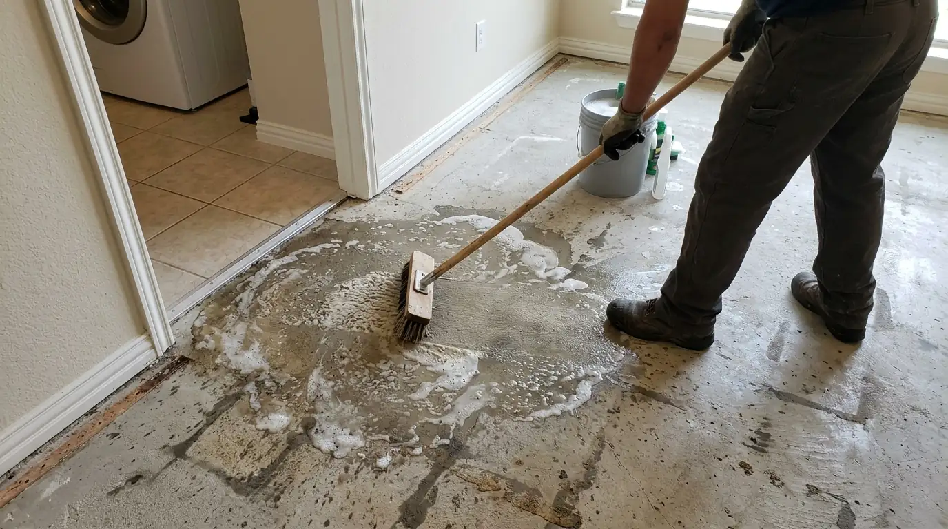 Slab washed after a washer overflow, before treatment