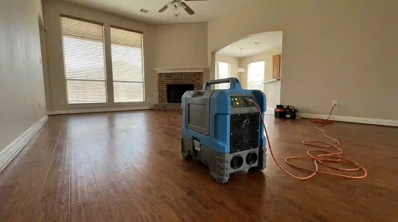 Hydroxyl generator treating the air in an empty living room