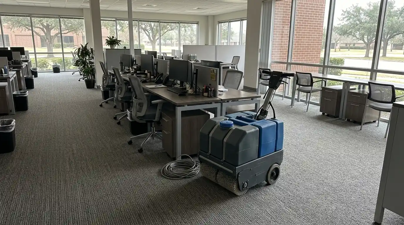 Encapsulation machine on office loop carpet in League City