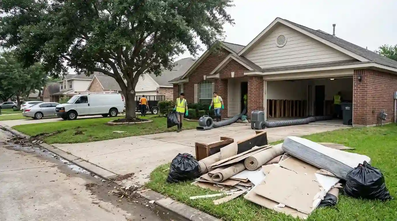 Sewage Backup Cleanup work in a League City home